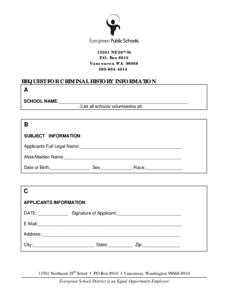 evergreen school district volunteer form Preview on Page 1