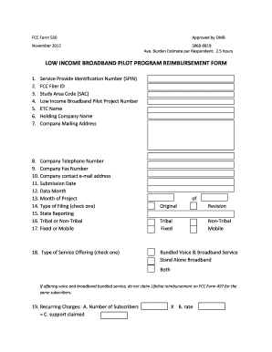 Fillable Online usac FCC Form 550 November 2012 Approved by OMB 3060 ...