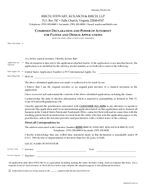 Combined Declaration and Power of Attorney for Patent Applications