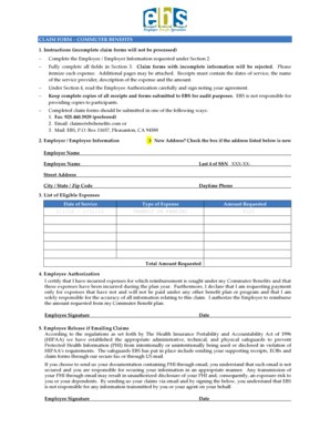 Commuter Benefits Claim Form