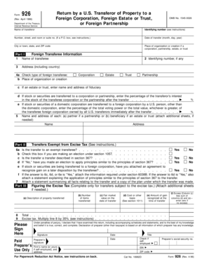 Form 926 US Transfer of Property to Foreign Entity