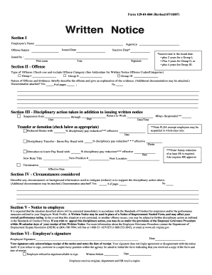 Virginia Written Notice Form 129-01-004