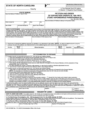 North Carolina Expunction Petition Form