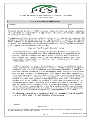 pcsi employment