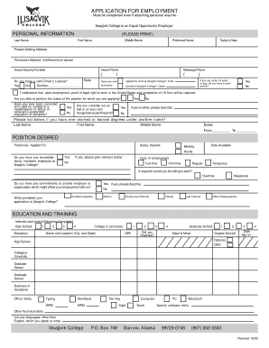 Employment Application Form PDF - Ilisagvik College