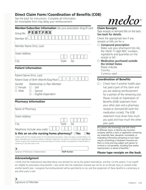 Direct Claim Form Coordination of Benefits