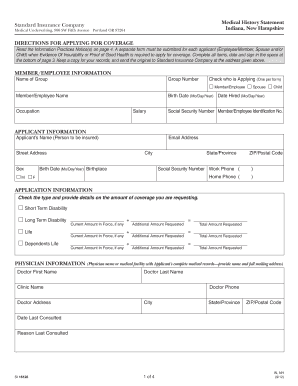 Standard Insurance Medical History Statement