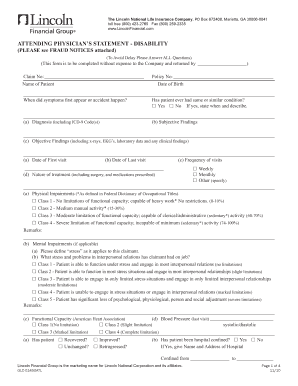 Attending Physician's Statement - Disability