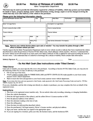 ITD Notice of Release of Liability (ITD - 3858) - Idaho Transportation ... - itd idaho