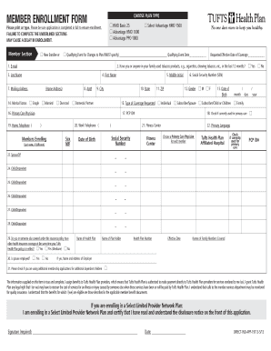 Tufts Health Plan Member Enrollment Form