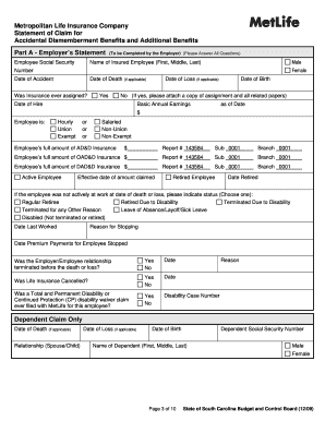 MetLife Accidental Dismemberment Claim Form