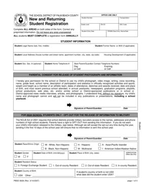 Palm Beach County Student Registration Form
