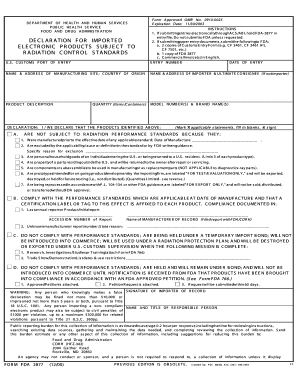 FDA 2877 Imported Electronic Products Declaration