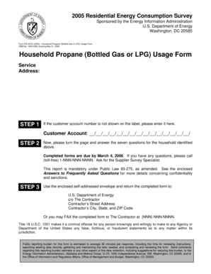 Household Propane Usage Form