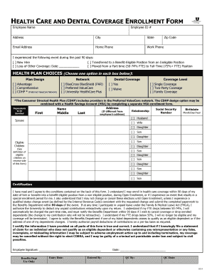 University of Utah Employee Health Care Plan Enrollment Form