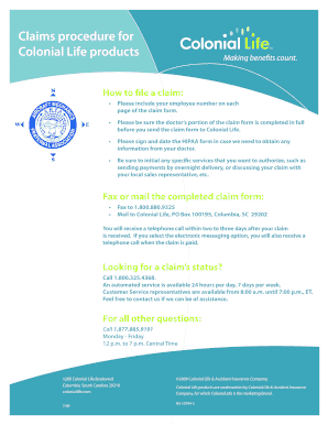 Colonial Life Claim Form