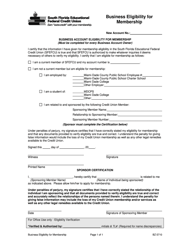 Business Account Application - Non-Corporation - South Florida Preview on Page 1