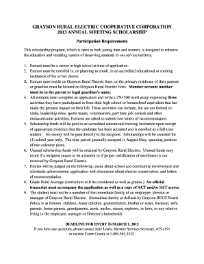 2013 High School Senior Application and checklist - Grayson Rural ...