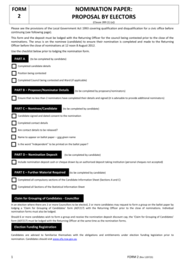 NSW Nomination Paper for Civic Office