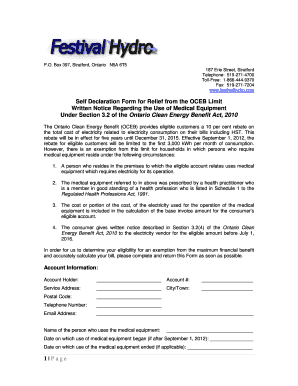 Ontario Clean Energy Benefit Exemption Form