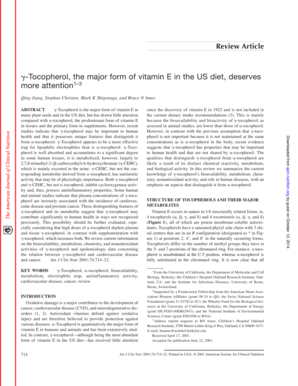 Tocopherol is the major form of vitamin E in - American Journal of ...