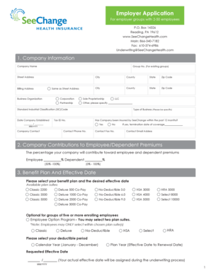 Employer Application for Health Insurance