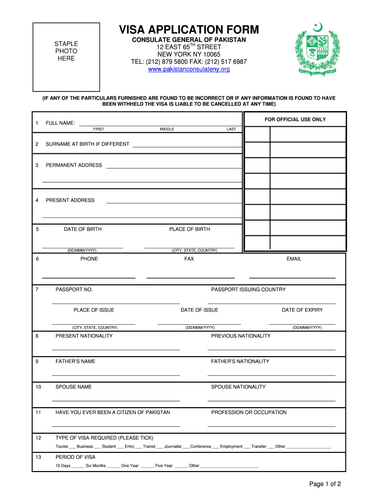 VISA APPLICATION FORM - Travisa Preview on Page 1