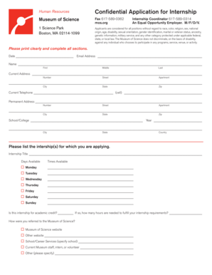 Download an application form (PDF) - Museum of Science - mos