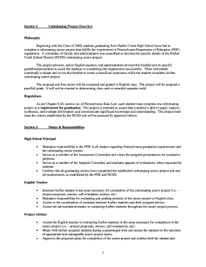 Pennsylvania Culminating Senior Project Guidelines