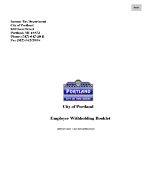 City of Portland Employer Withholding Booklet