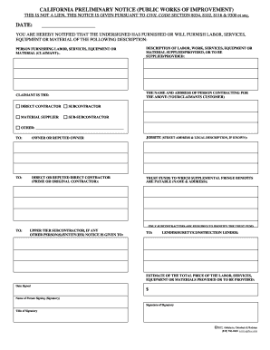 California Preliminary Notice Public Works