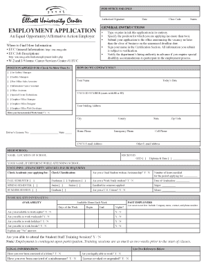 Student Employment Application - Elliott University Center