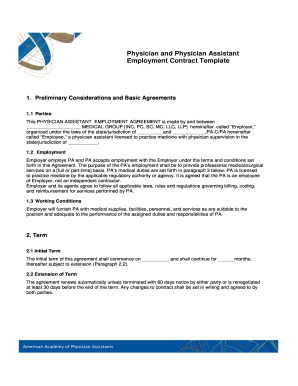 Employment agreement - physician assistant contract template