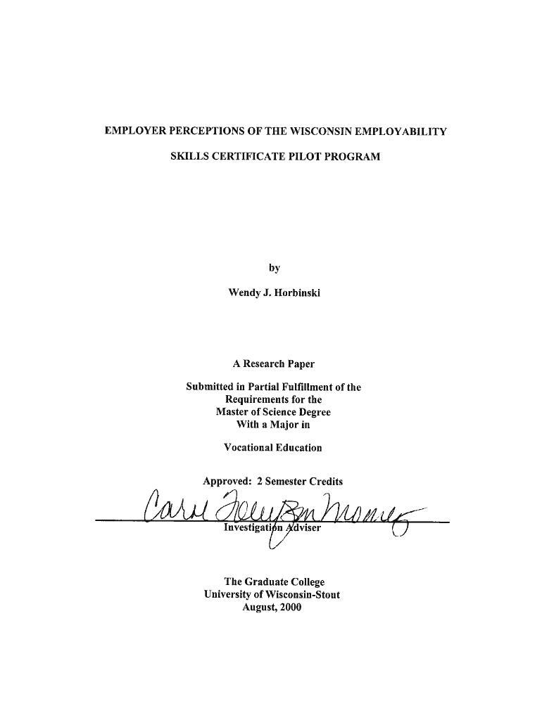 EMPLOYER PERCEPTIONS OF THE WISCONSIN EMPLOYABILITY - www2 uwstout Preview on Page 1