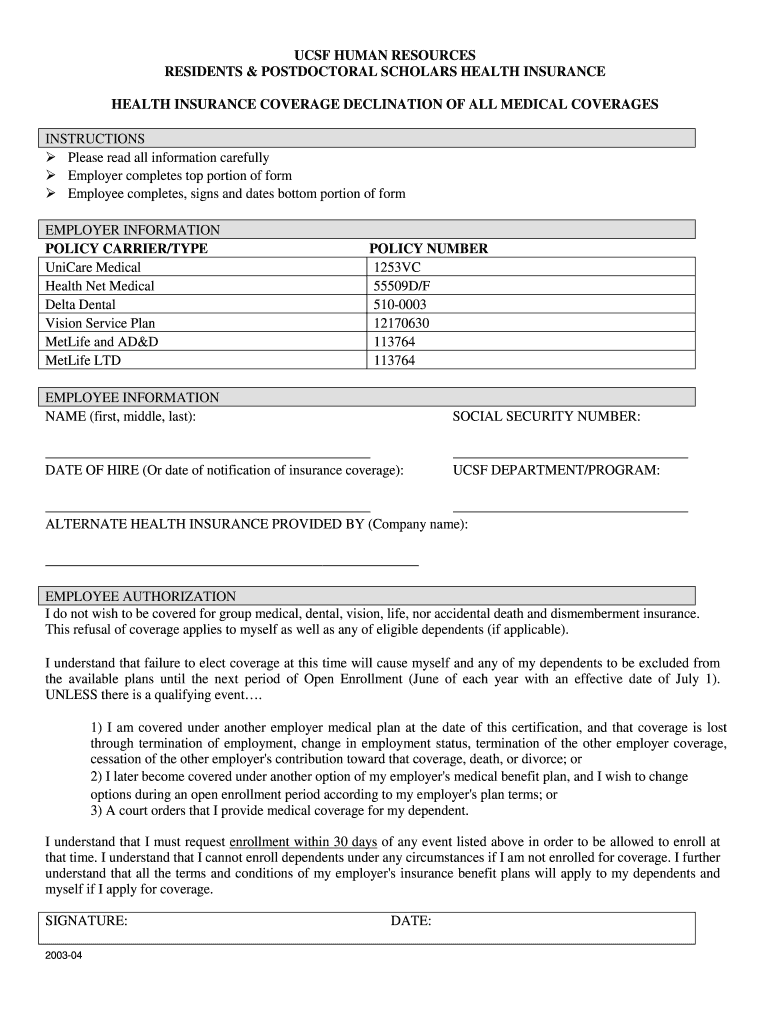 RESIDENTS and POSTDOCTORAL SCHOLARS HEALTH INSURANCE - ucsfhr ucsf Preview on Page 1