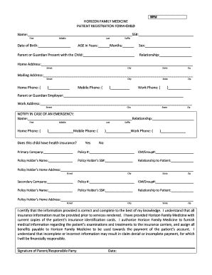 Patient Registration Form-Child