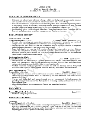 Example High School Graduate Resume - 1st-Writer.com