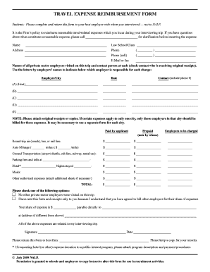 Travel reimbursement form template - NALP Student Travel Expense Reimbursement ... - Kaye Scholer LLP