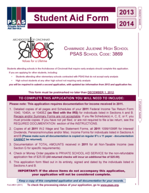 Student Aid Form 2013-2014