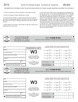 Rhode Island Form RI-W3
