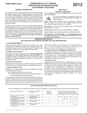 Virginia Corporation Estimated Income Tax Form 500ES