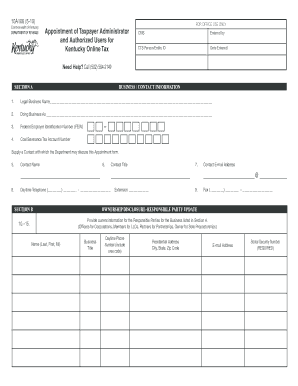 Kentucky Taxpayer Administrator Appointment Form