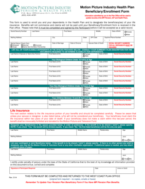 Motion Picture Industry Health Plan Enrollment Form