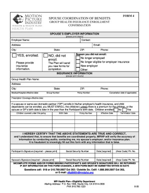Spouse Coordination of Benefits Form