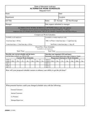 Maryland Alternative Work Schedule Request Form