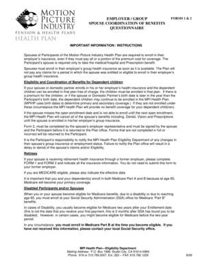 Spouse Coordination of Benefits Form 1