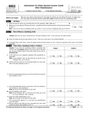 Form 8862 Earned Income Credit