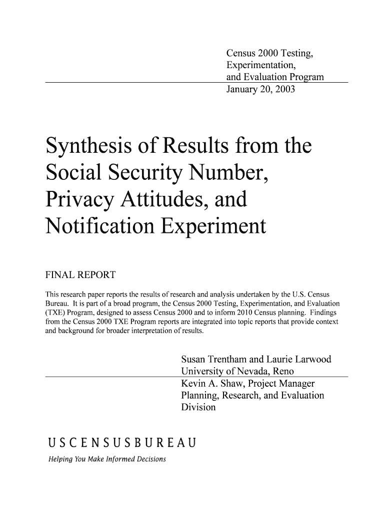 Consolidated Report - Census Bureau - census Preview on Page 1