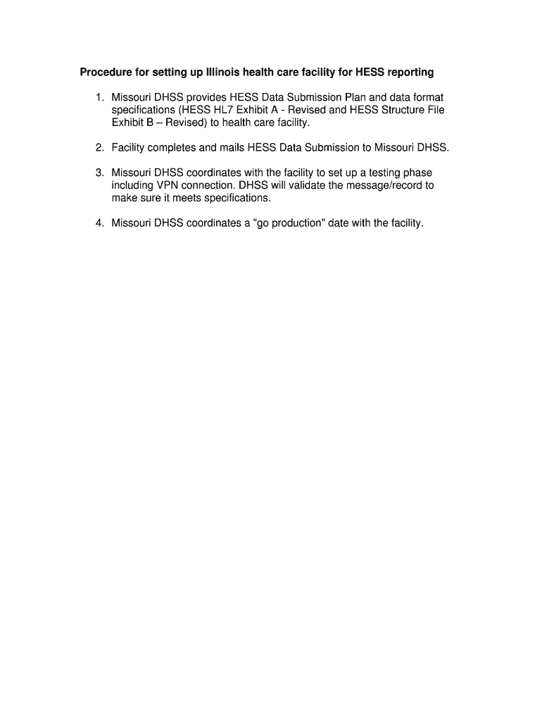 Procedure for setting up Illinois health care facility for HESS reporting - health mo Preview on Page 1