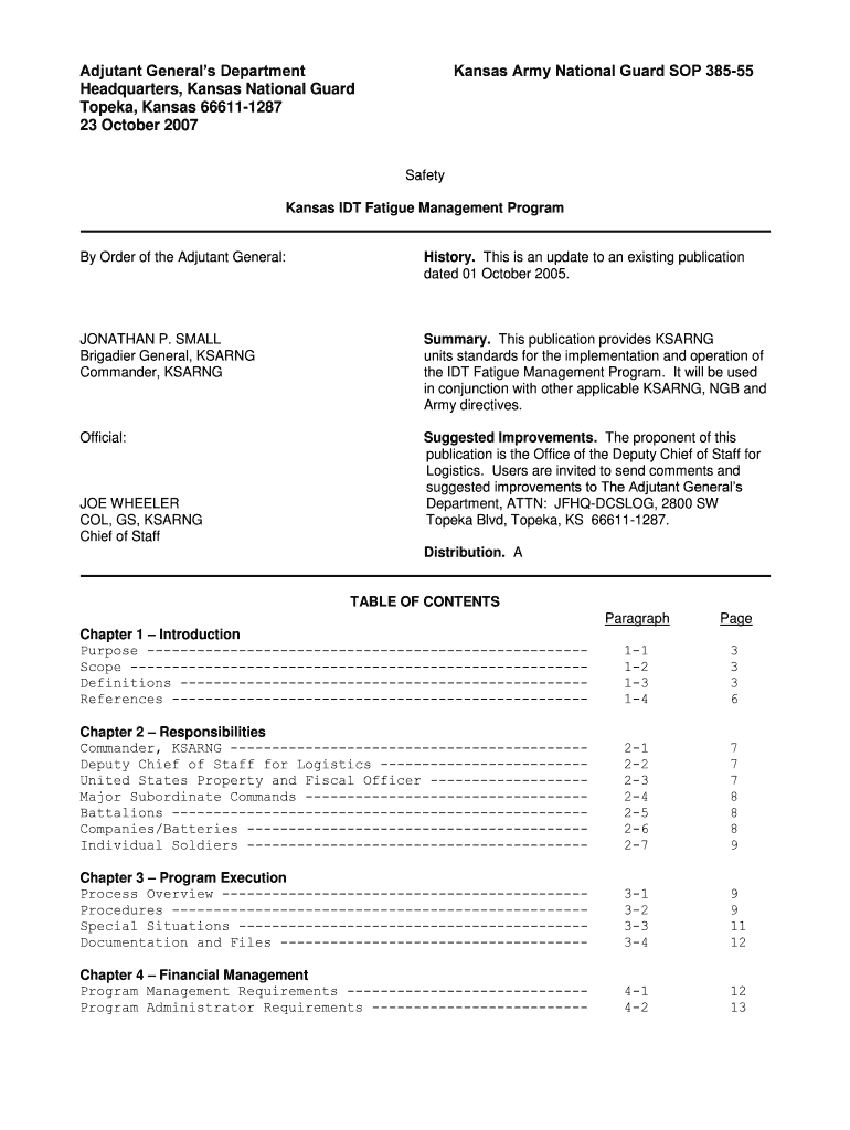 385-55, KSARNG, Kansas IDT Fatigue Management Program, 2007 - kansastag Preview on Page 1